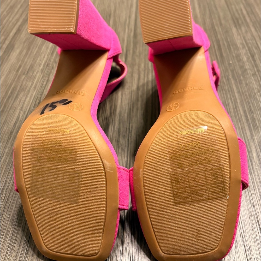 BAMBOO Vibrant Pink Heeled Sandals - Picture 3 of 3